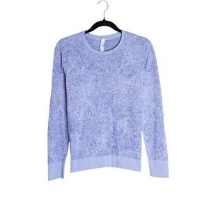 LULULEMON Long Sleeve Swiftly Breathe Pullover Shirt Floral Blue Linen Women's 6